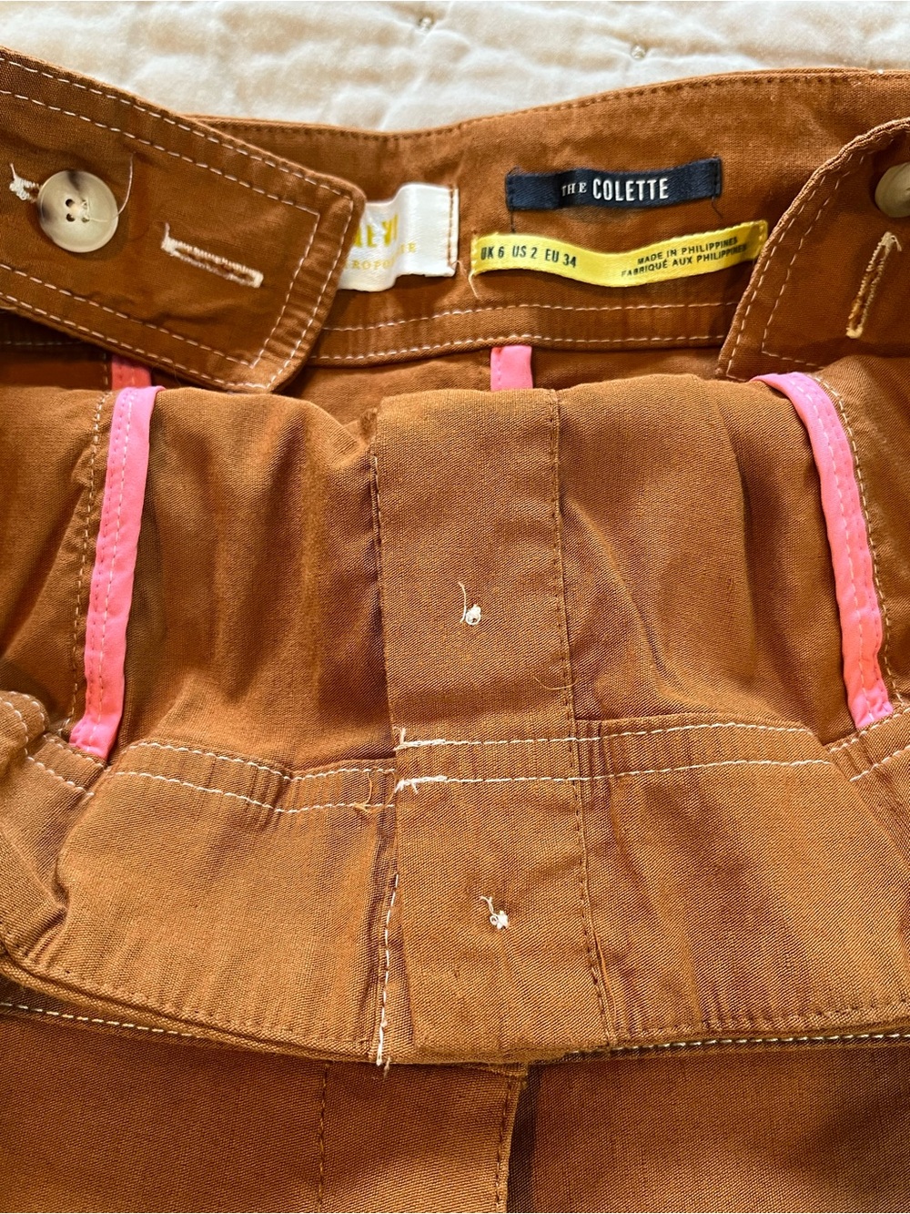 Anthropologie Camel Portside Button-Front Sleeveless Square-Neck Jumpsuit - Picture 8 of 9